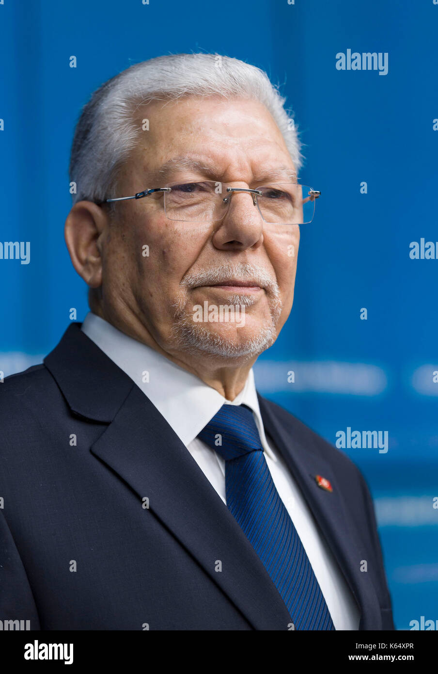 Belgium, Brussels, on 2015/03/17: Tunisian Minister of Foreign Affairs Taieb Baccouche attending the meeting of the EU-Tunisia Association Council Stock Photo