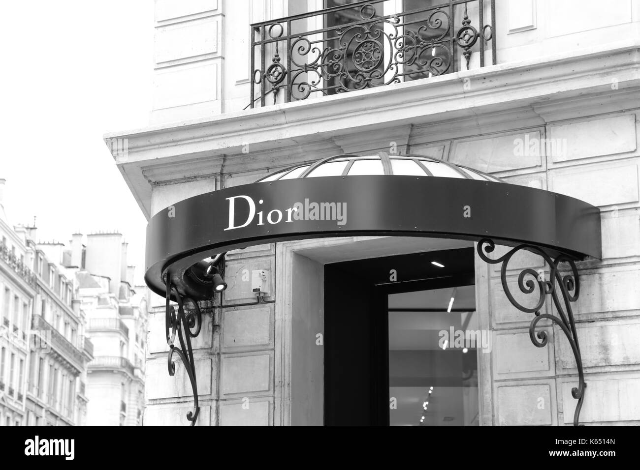Paris, france: avenue montaigne, one of the main shopping avenue in the city center, with its luxury windows and couture shops Stock Photo