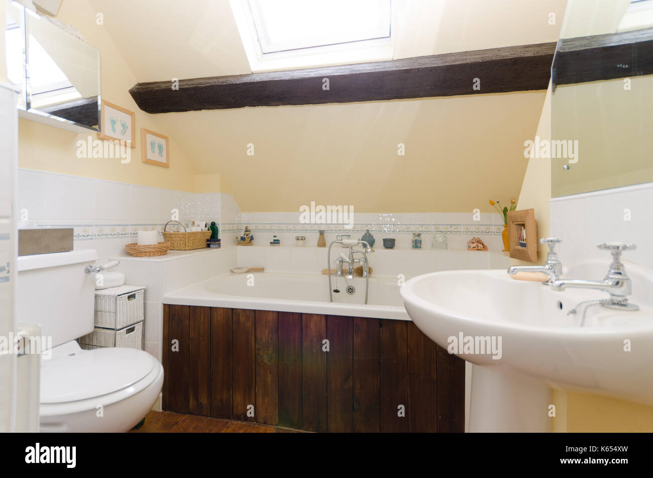 bathroom in cottage roofspace Stock Photo