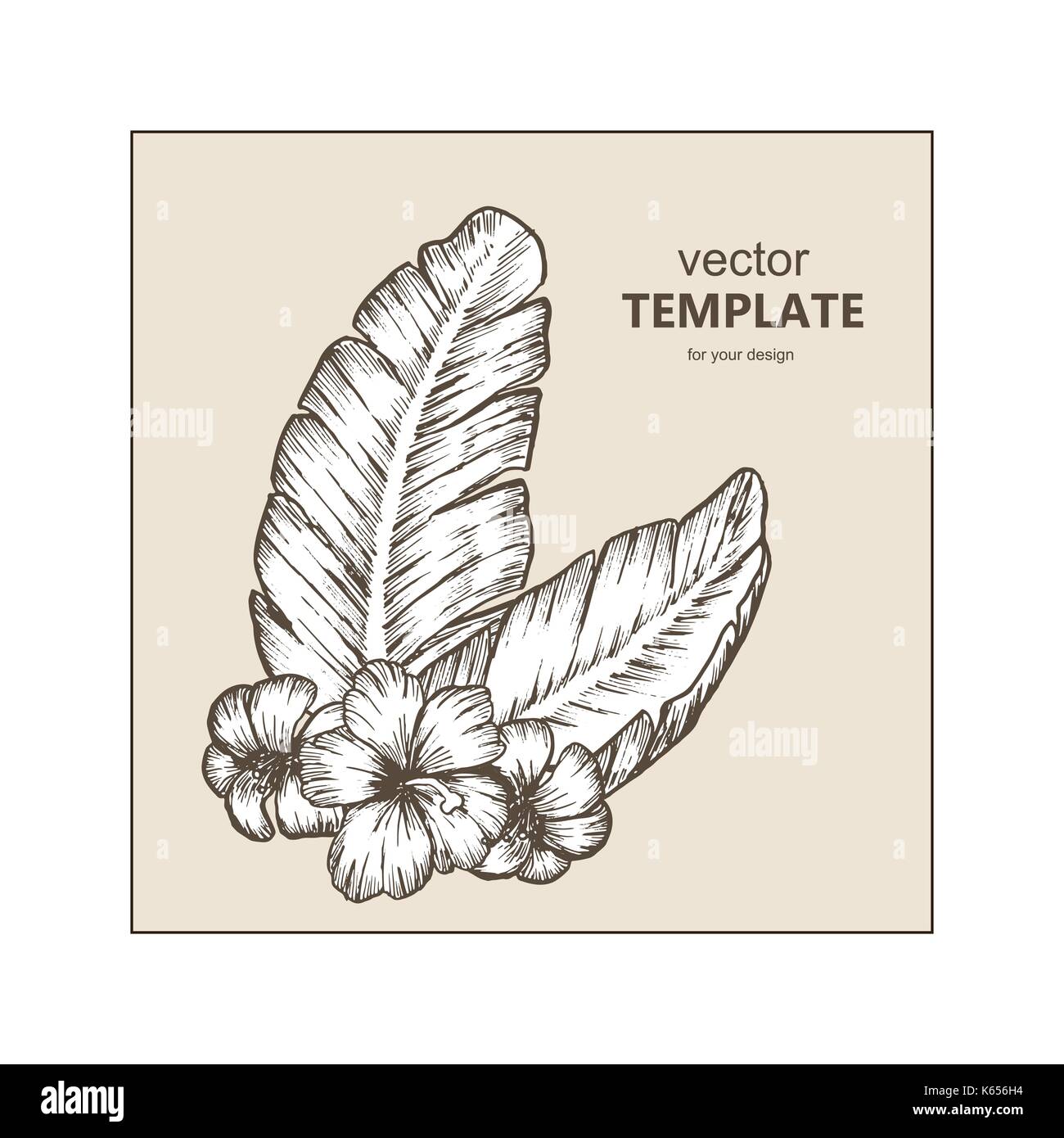 Tropical background with tropical leaves and flowers. Exotic Stock ...