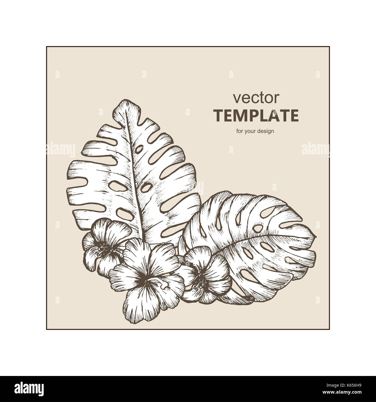 Tropical background with tropical leaves and flowers. Exotic Stock ...