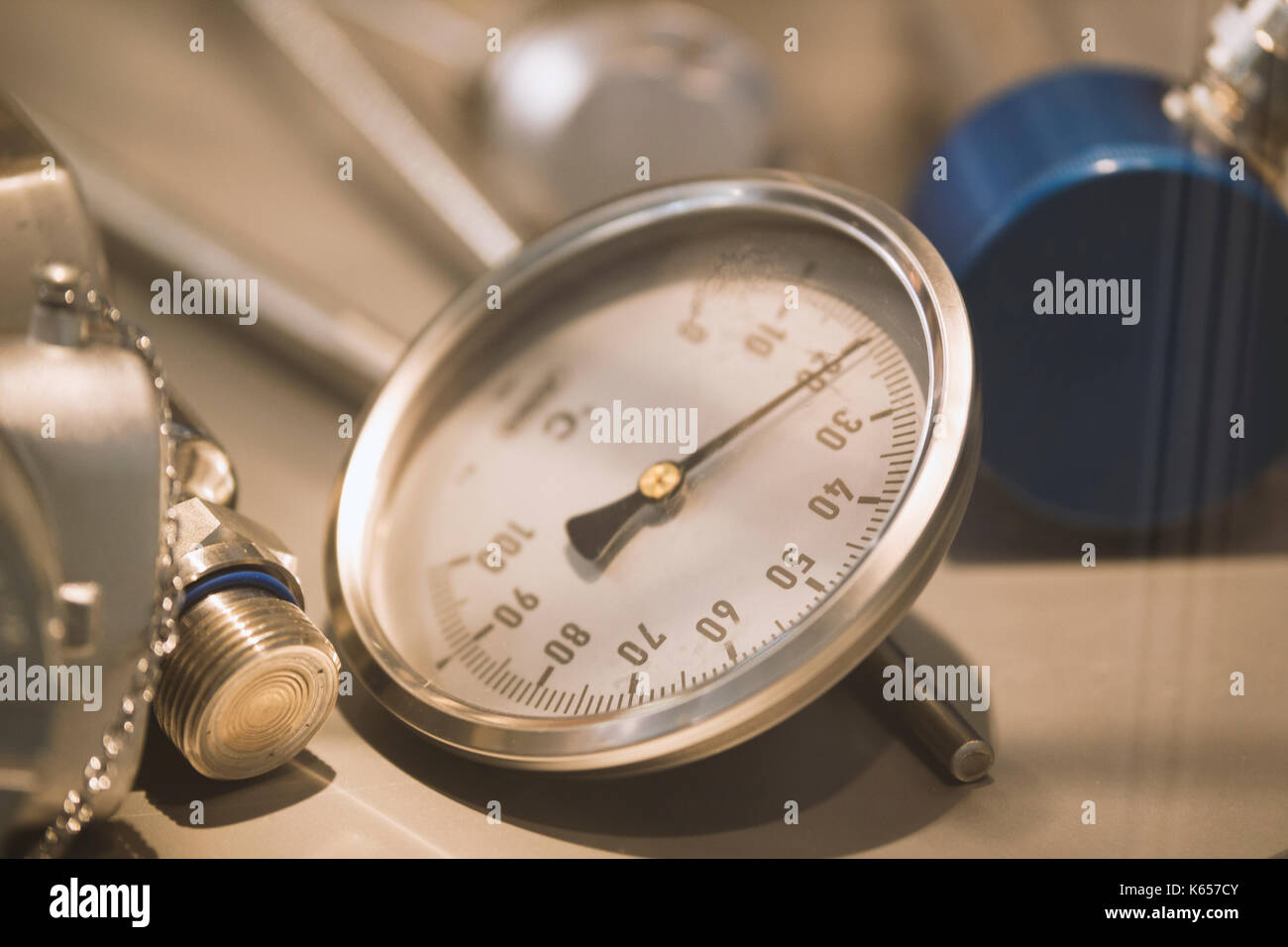 Modern mechanical manometer on extrusion plant chemistry industry