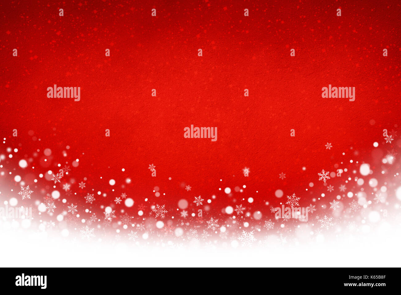 Festive red Christmas and white snowflakes background Stock Photo