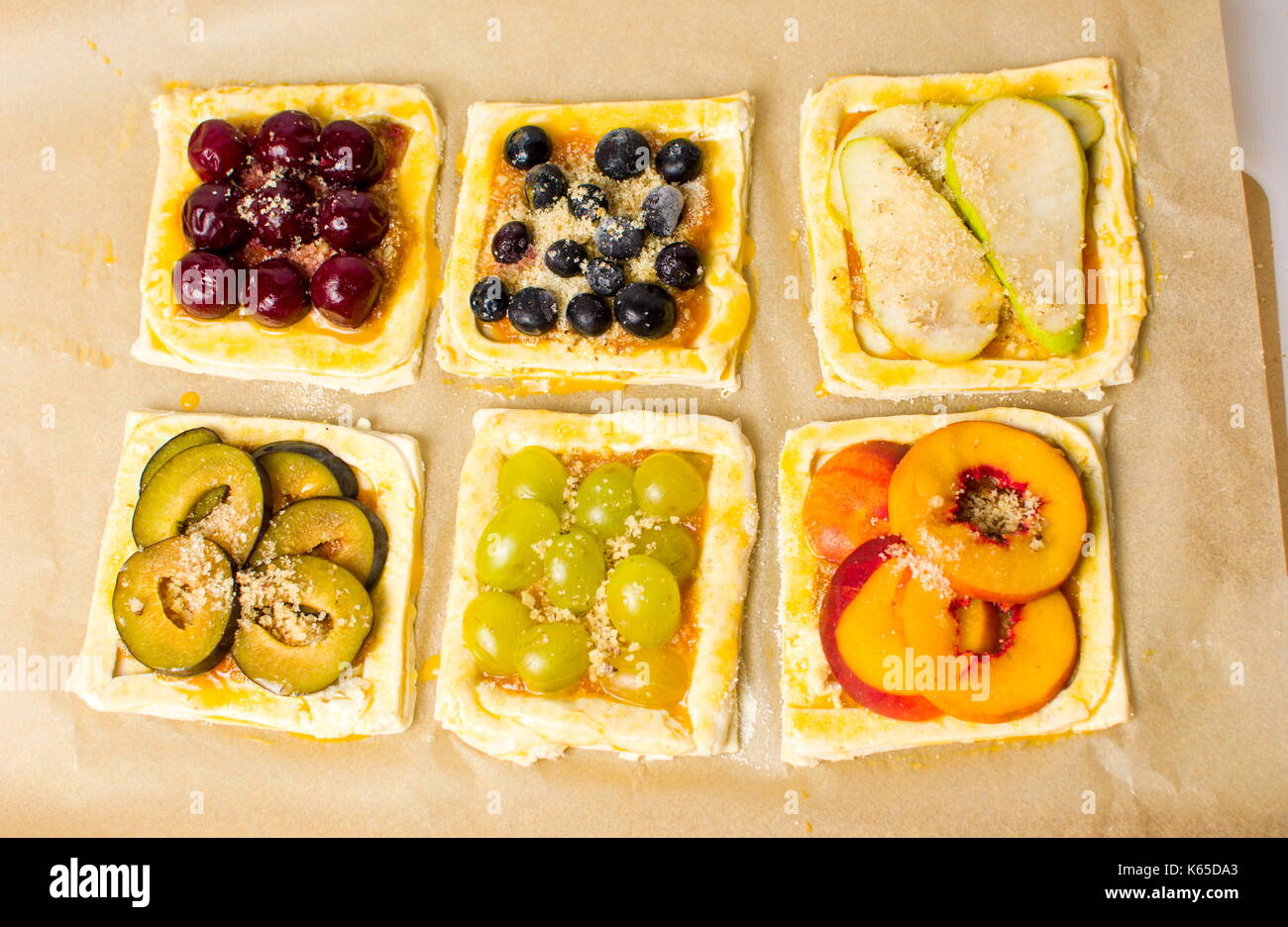 Home made fruit sweet pies before baking Stock Photo