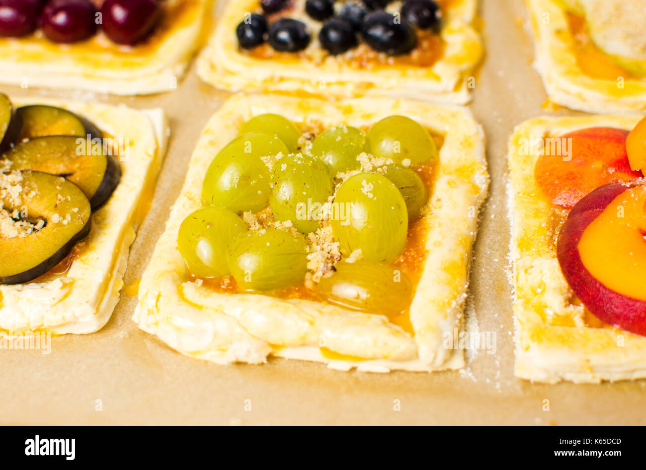 Home made fruit sweet pies before baking Stock Photo