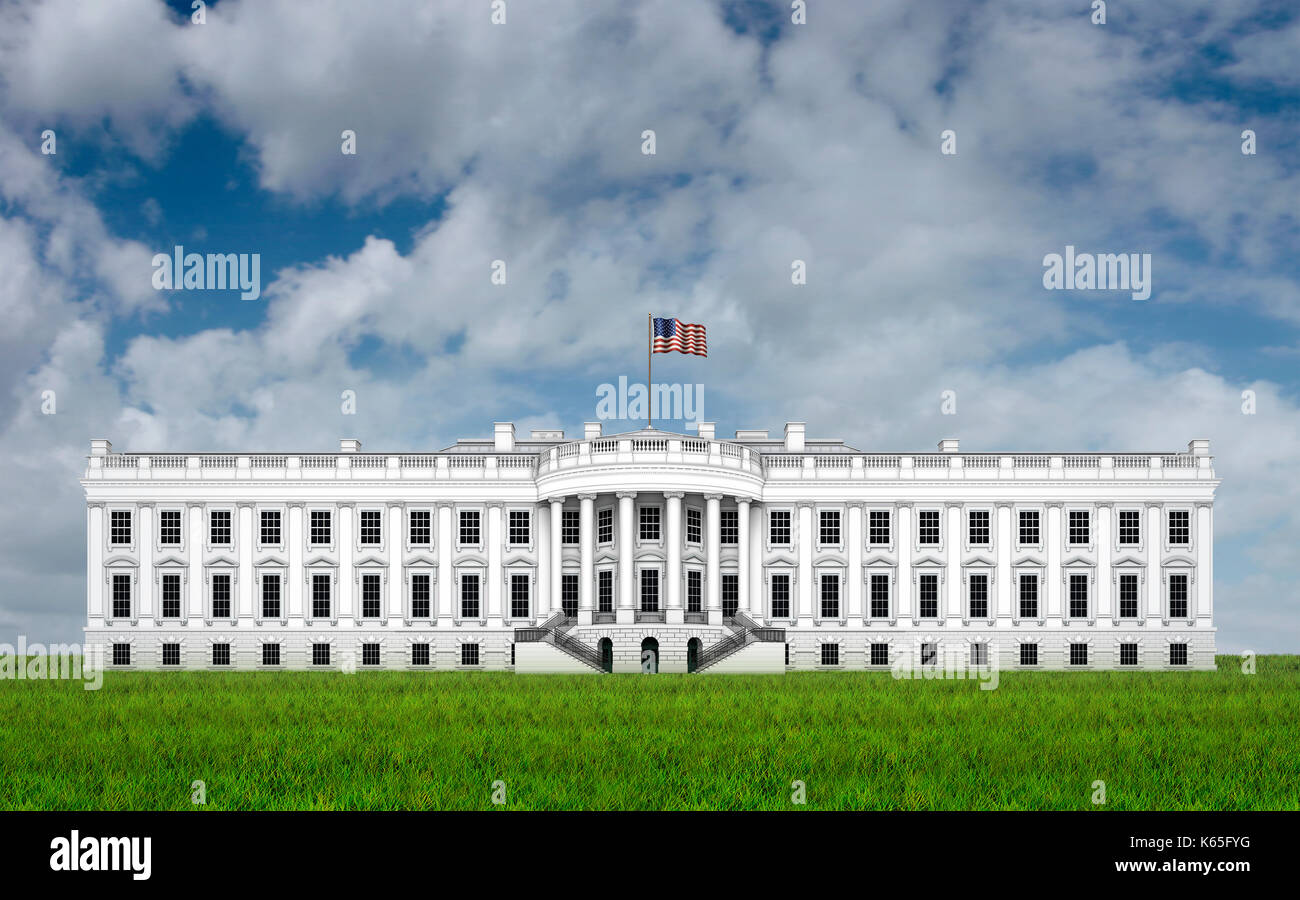 Digital illustration of the south view of the White House expanded to ...