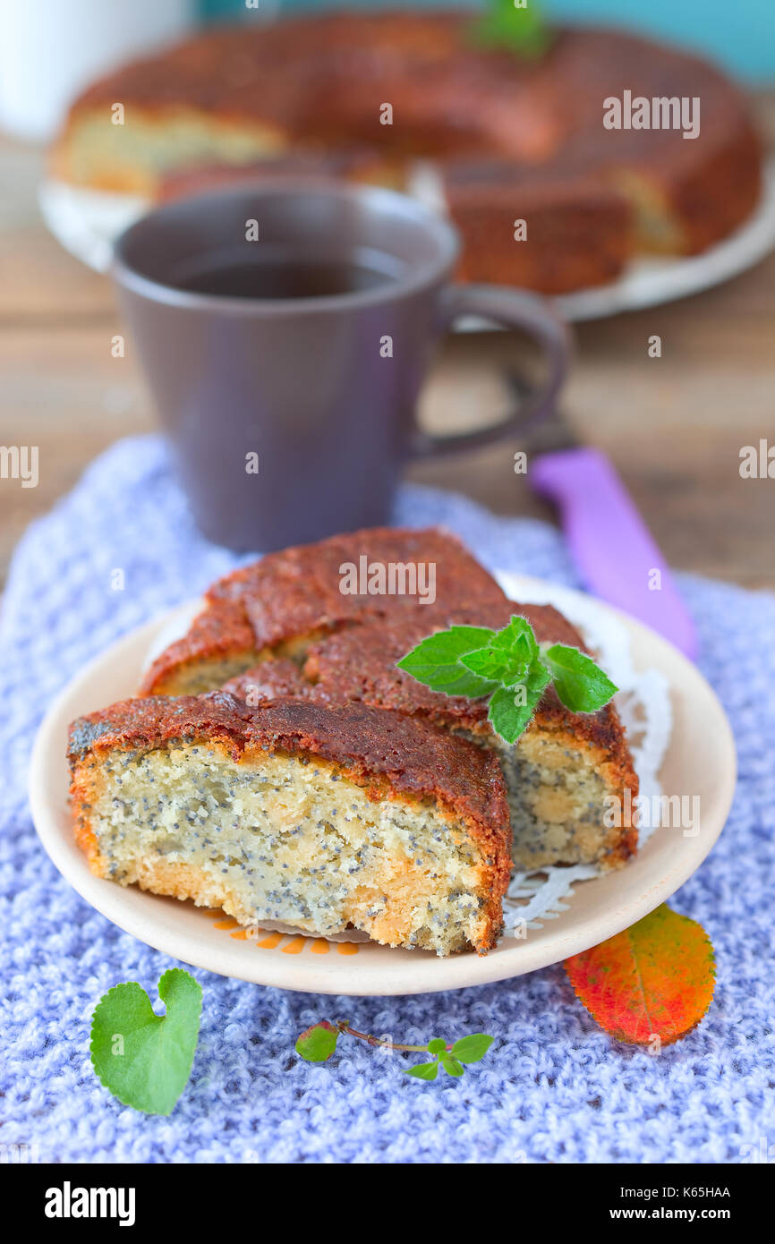 Poppy cake with marzipan Stock Photo Alamy