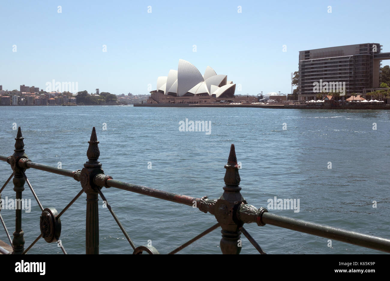 Wrought Iron Railings At Circular Quay Sydney Opera House Australia, Australian Landmark, Sydney Harbour, Stock Photo