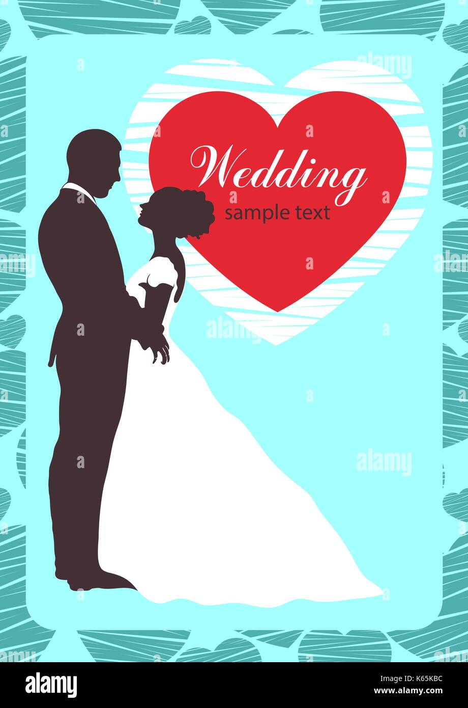 Bride And Groom Silhouette Wedding Invitation Card Outline