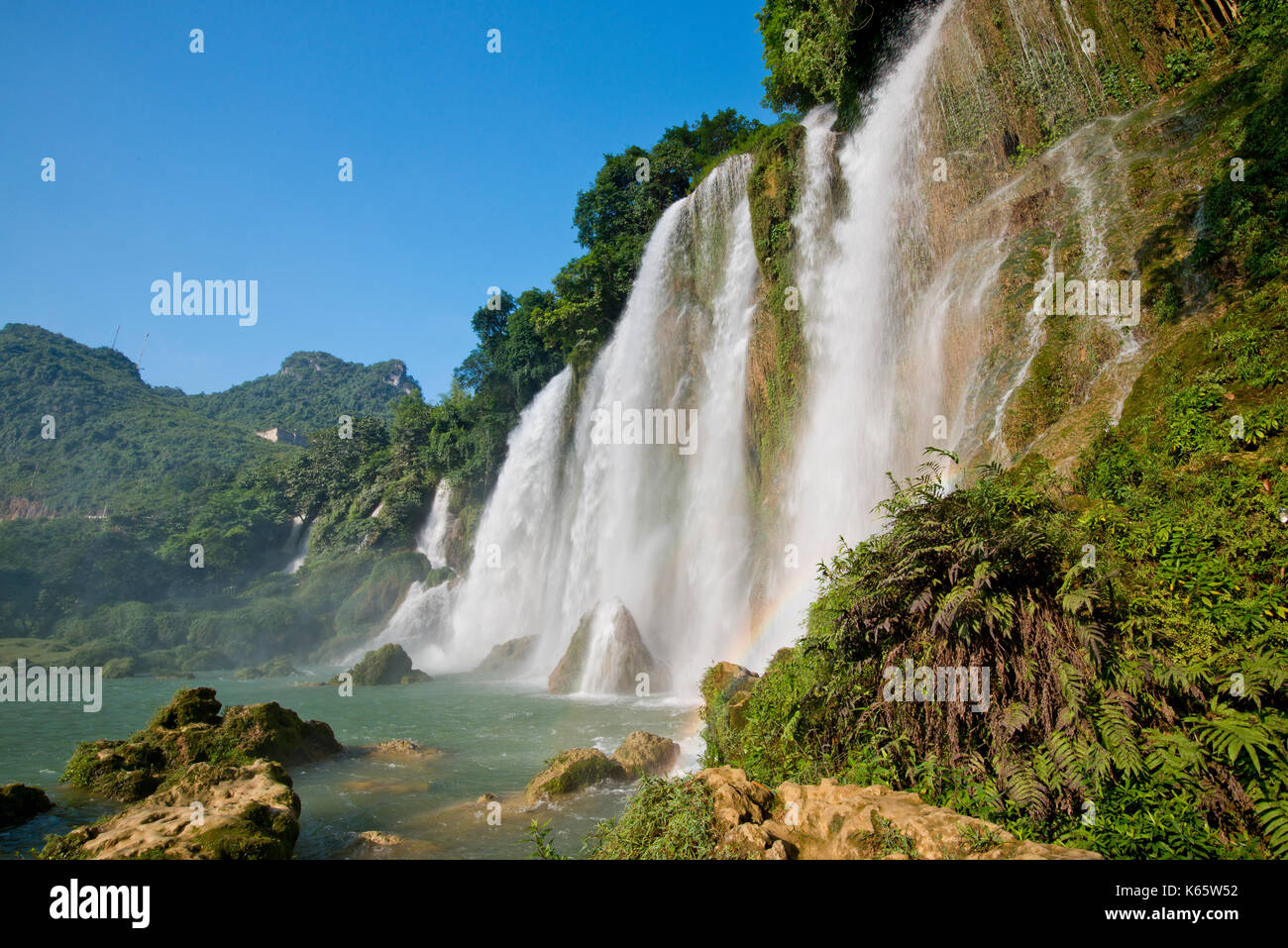 Ban Gioc Detian Waterfalls, border to China, Cao Bang Province, Vietnam Stock Photo