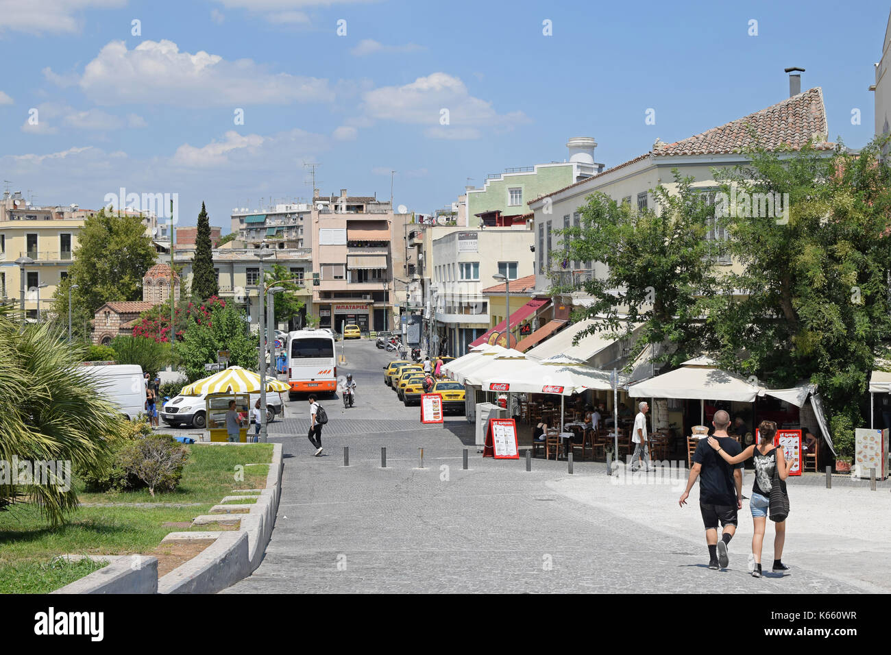 ATHENS, GREECE - AUGUST 4, 2016: People on a hot summer day in the city of Athens, Greece. Stock Photo