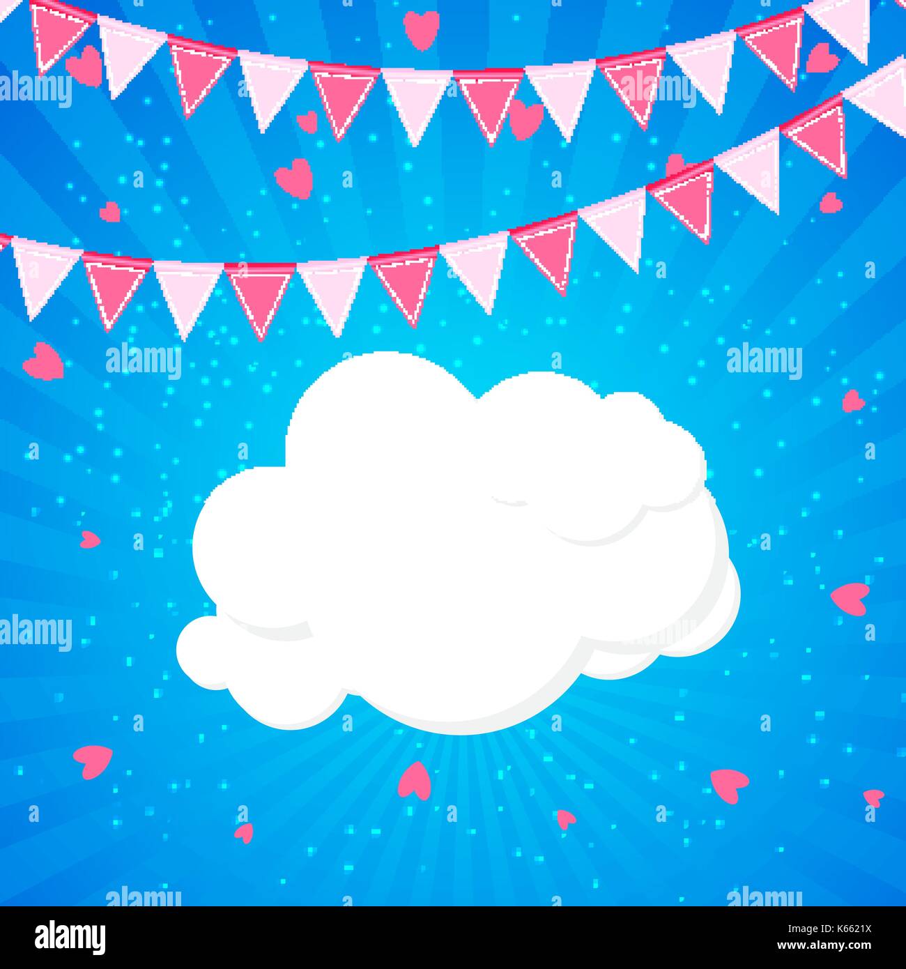 Little Princess Background with Flags and Cloud Vector Illustration Stock Vector