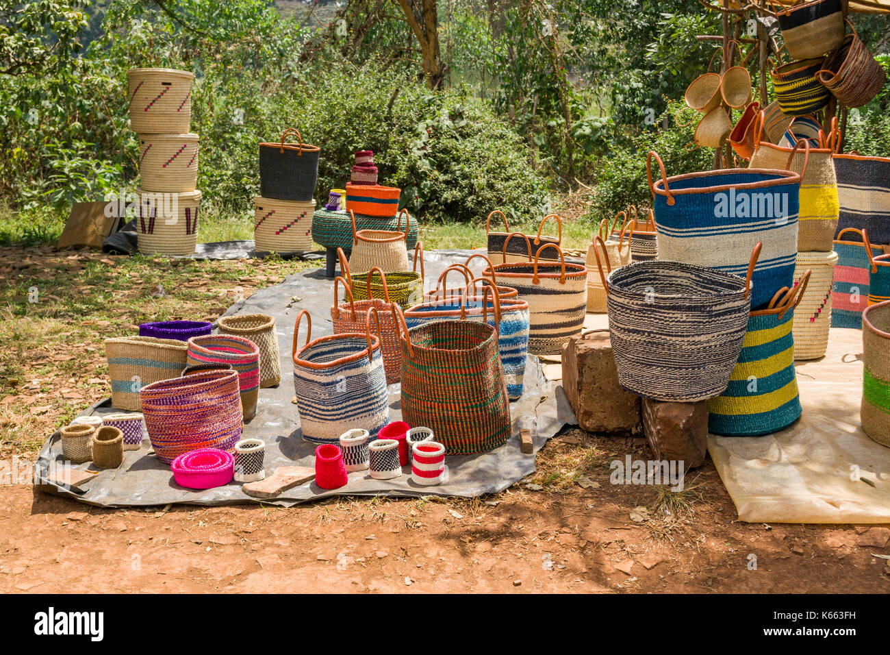 Handmade sisal baskets handbags and other containers for sale on