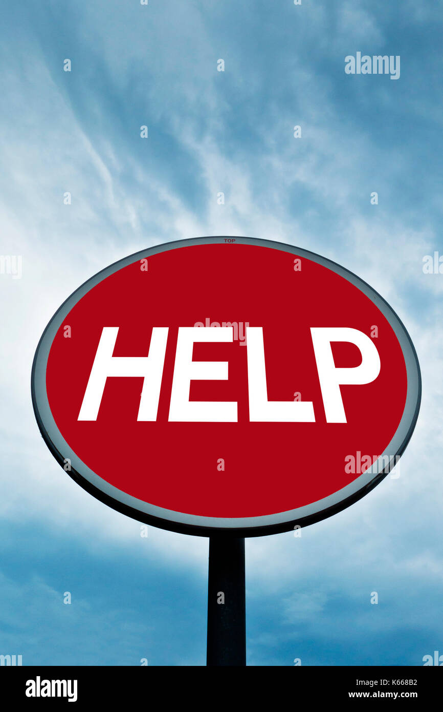 street sign with HELP word written on it Stock Photo - Alamy