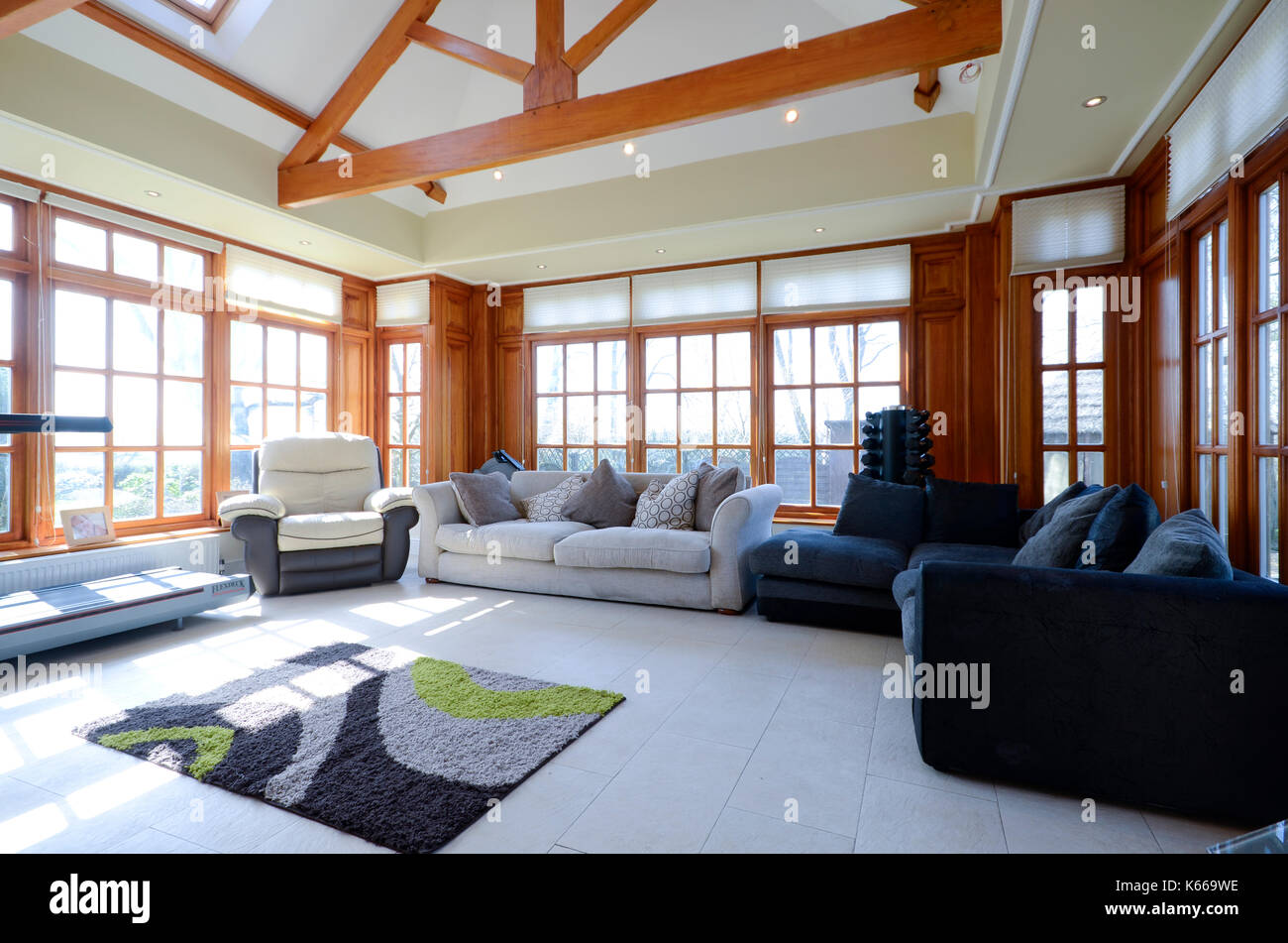Large luxury Orangery in executive home Stock Photo