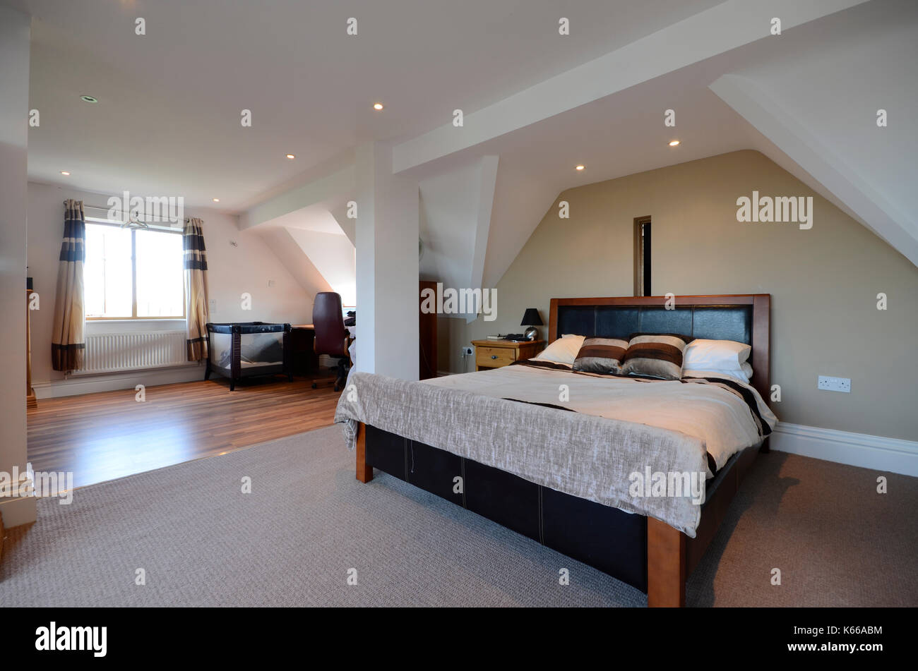 Luxurious Master Bedroom With Dressing Area Stock Photo