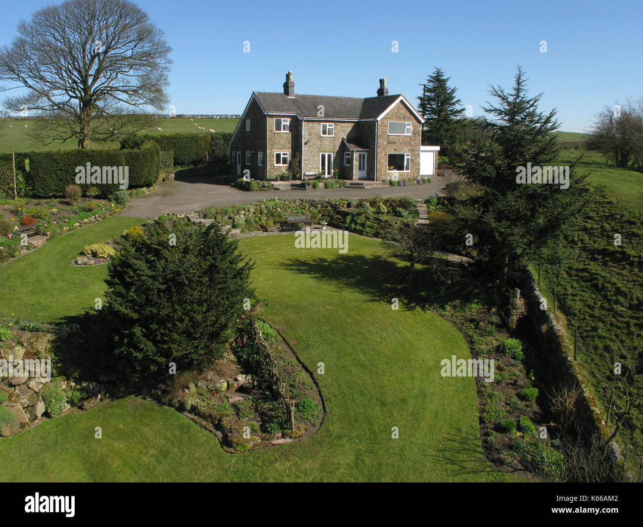 Elevated view of rural Staffordshire home Stock Photo Alamy