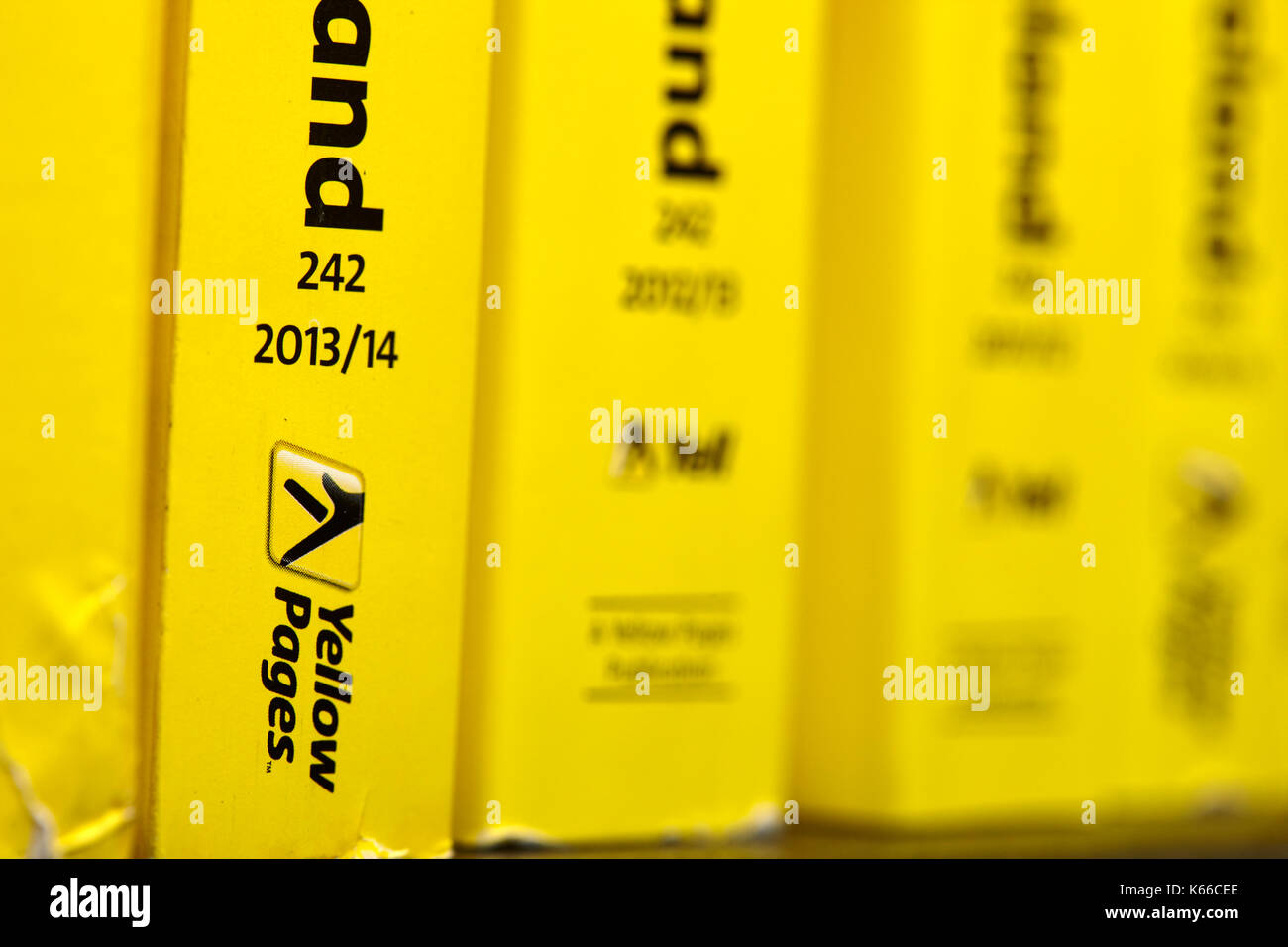 later smaller version of the yellow pages classified telephone directory paper edition uk Stock Photo