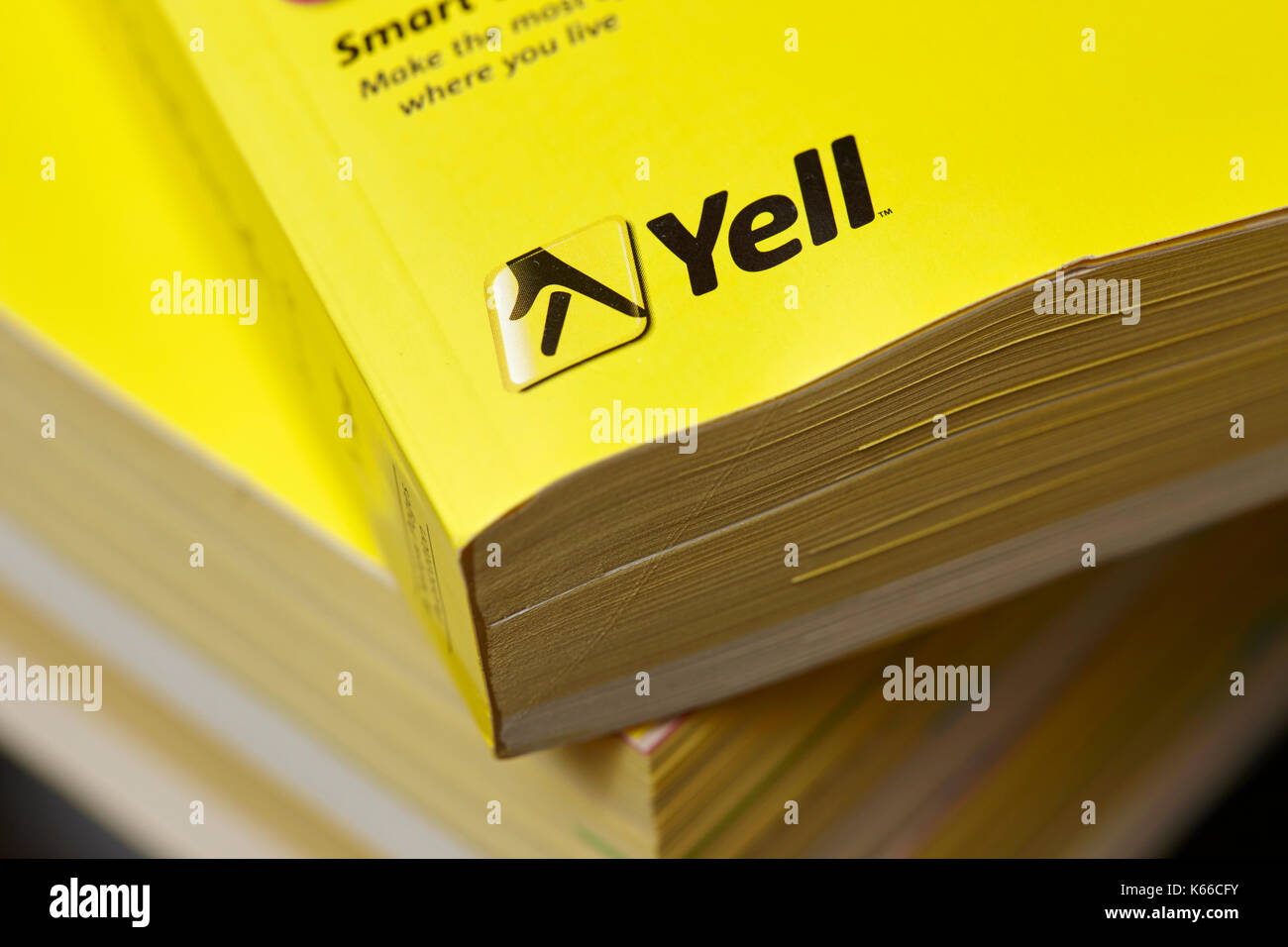 yell yellow pages classified telephone directory paper edition uk Stock Photo
