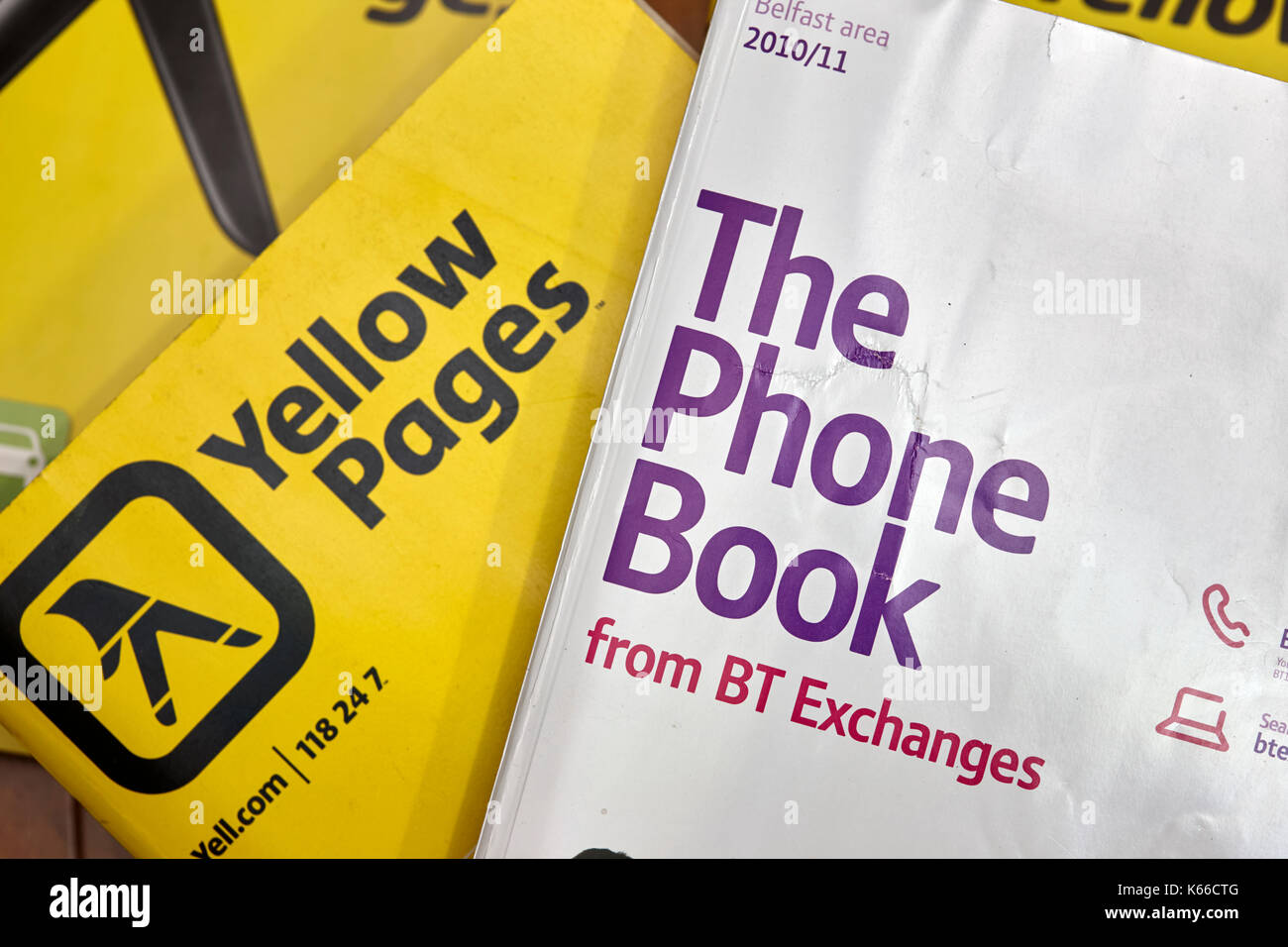 the bt phone book and yellow pages classified telephone directory paper edition uk Stock Photo
