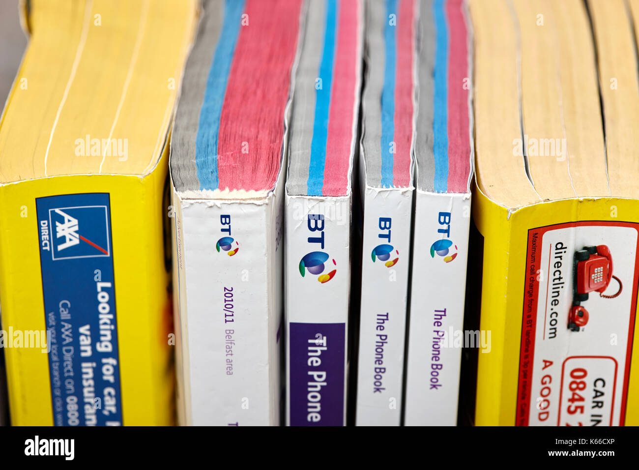 yellow pages classified and bt phone book telephone directory paper edition  uk Stock Photo - Alamy