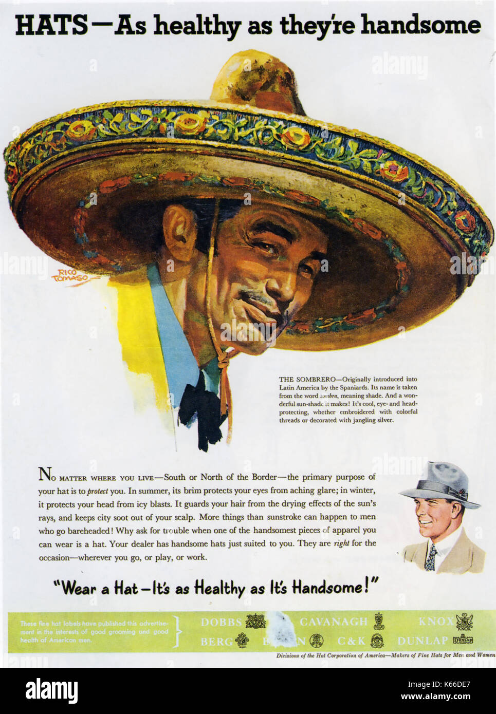 HAT CORPORATION OF AMERICA advert 1952 Stock Photo