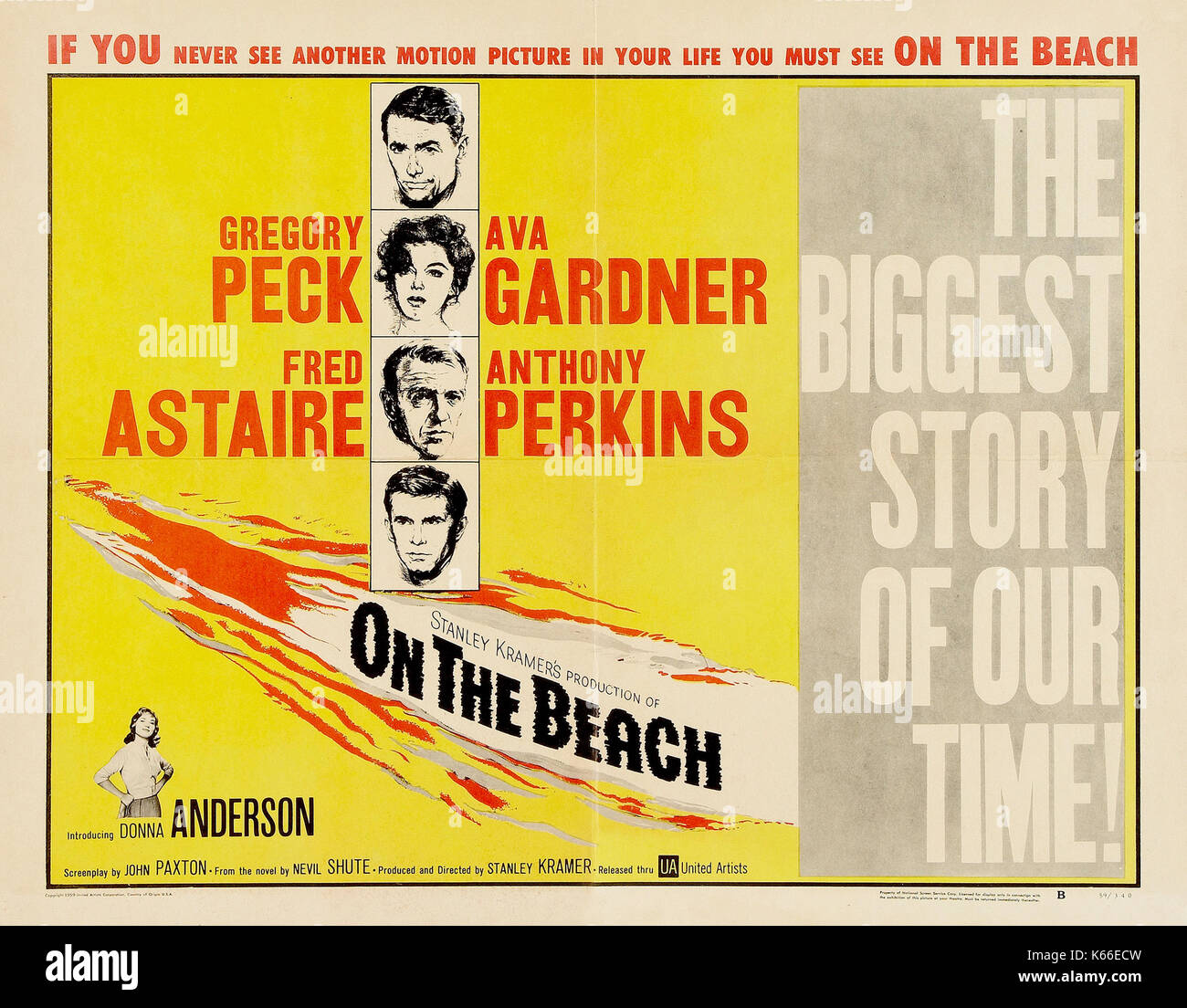 ON THE BEACH 1959 United Artists film with Gregory Peck, Ava Gardner, Fred Astaire and Anthony Perkins Stock Photo