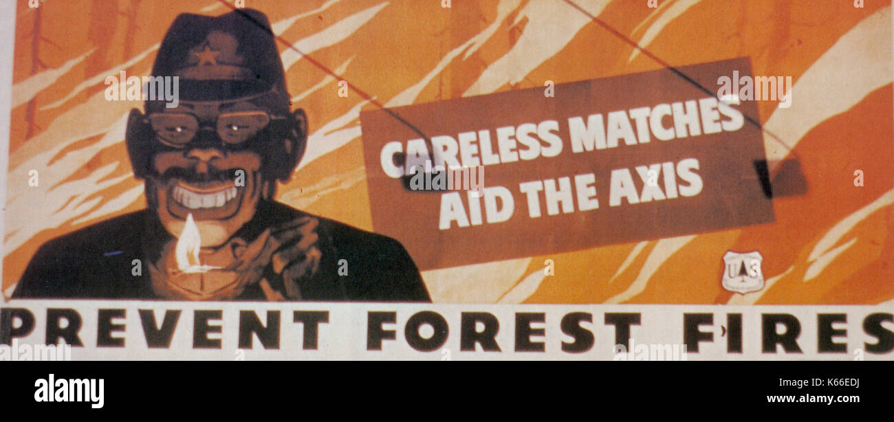 PREVENT FOREST FIRES American billboard about 1944 Stock Photo