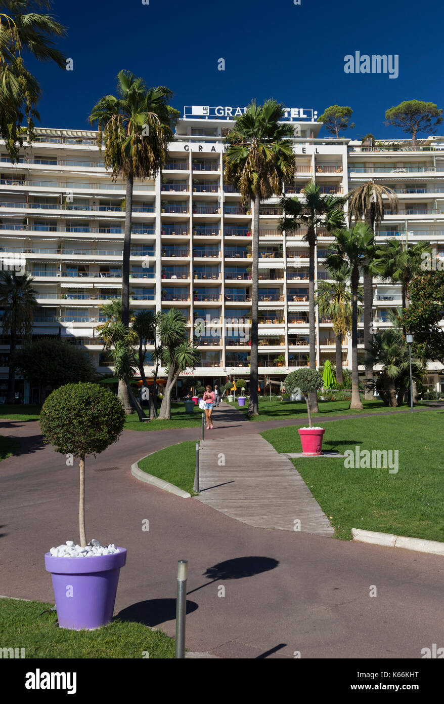 Entrance to the Grand Hotel, Boulevard de la Croisette, Cannes, France Stock Photo
