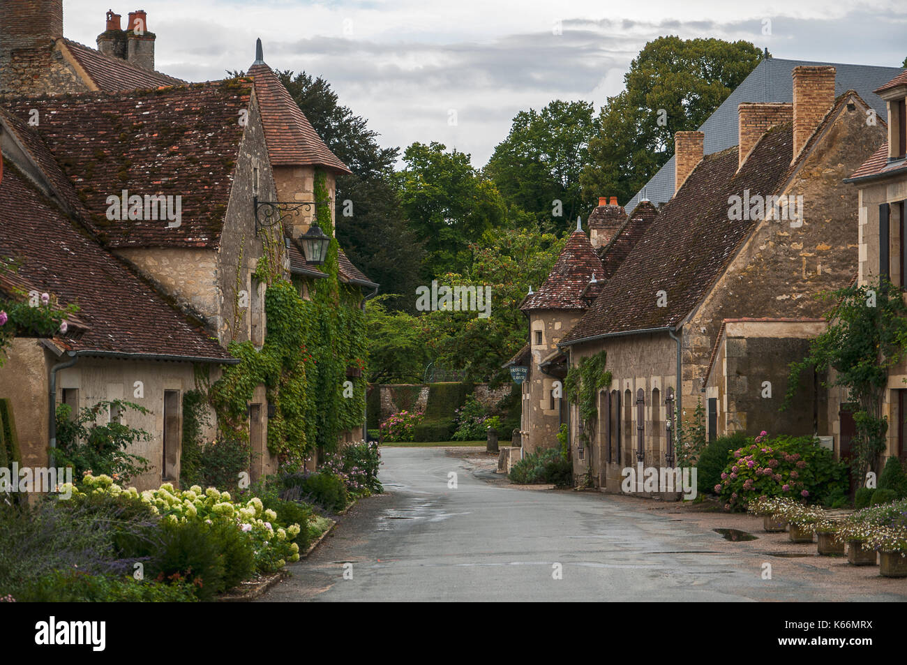 Street through the village of Apremont-sur-Allier. Apremont belongs to the list of the most beautiful villages in France  ©alexander h. schulz Stock Photo