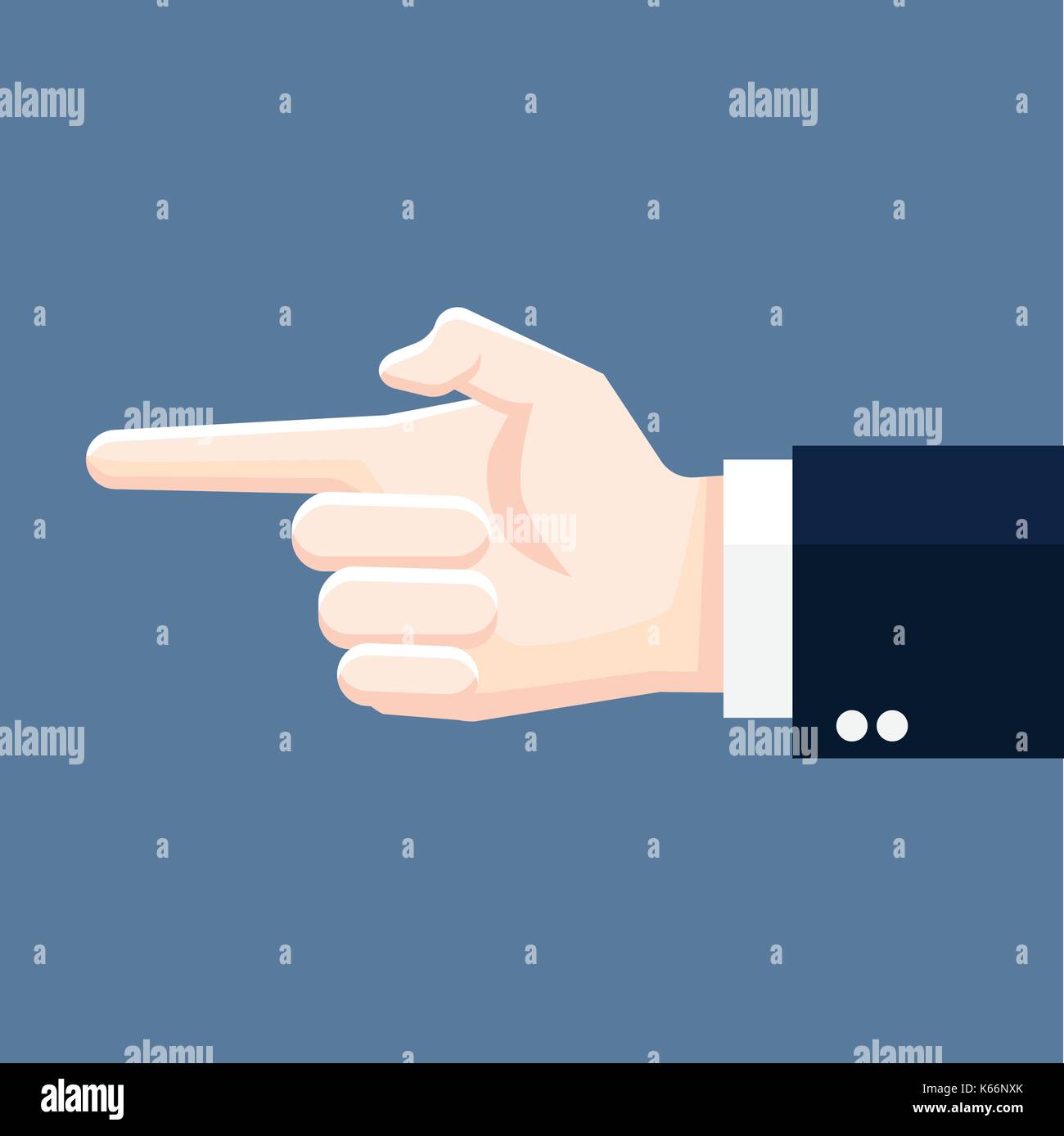 Businessman hand pointing, business concept in leadership directing. Flat design Vector Illustration. Stock Vector