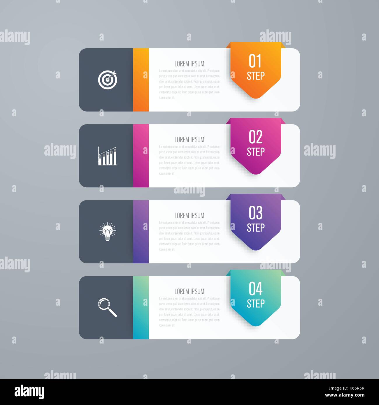 Business infographics template 4 steps with square Stock Vector Image ...