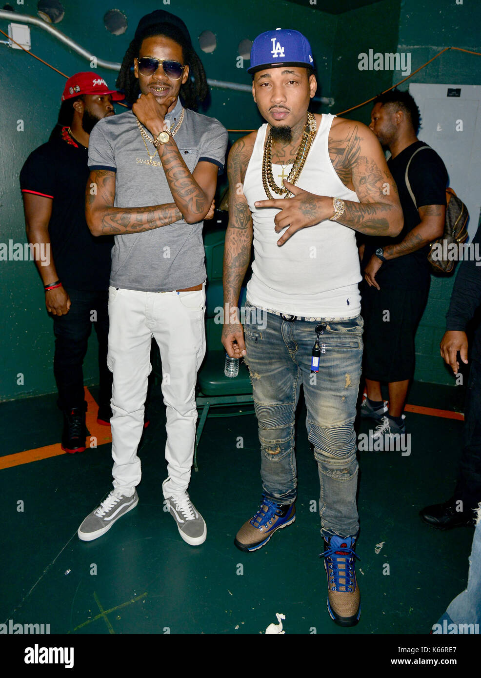 Backstage at Kodak Black's Homecoming Concert at Watsco Center in Coral Gables, Florida, his first show since his release from prison in June.  Featuring: Ball Greezy (R) Where: Coral Gables, Florida, United States When: 10 Aug 2017 Credit: JLN Photography/WENN.com Stock Photo