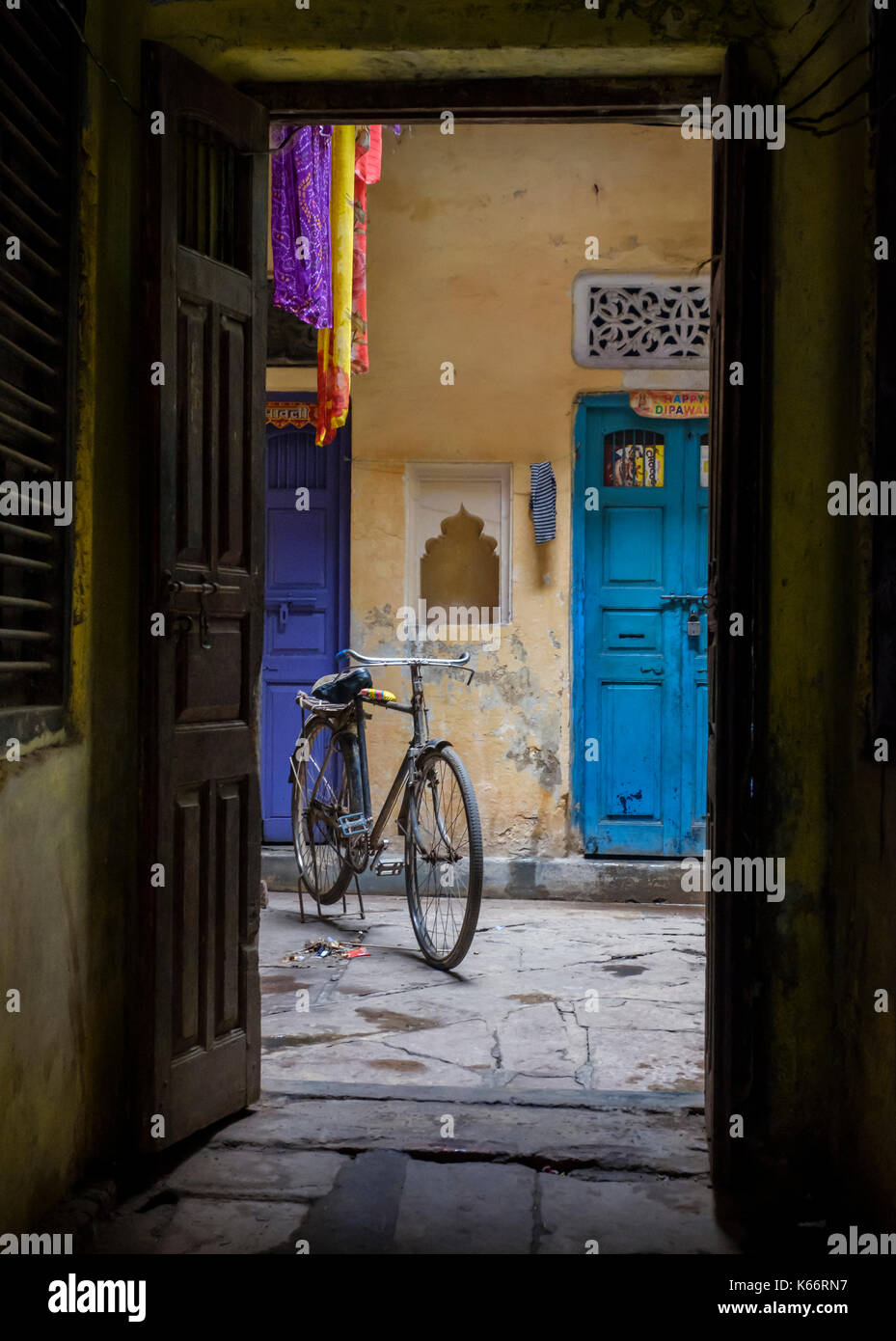 VARANASI, INDIA CIRCA NOVEMBER 2016 Typical house entrance in Old
