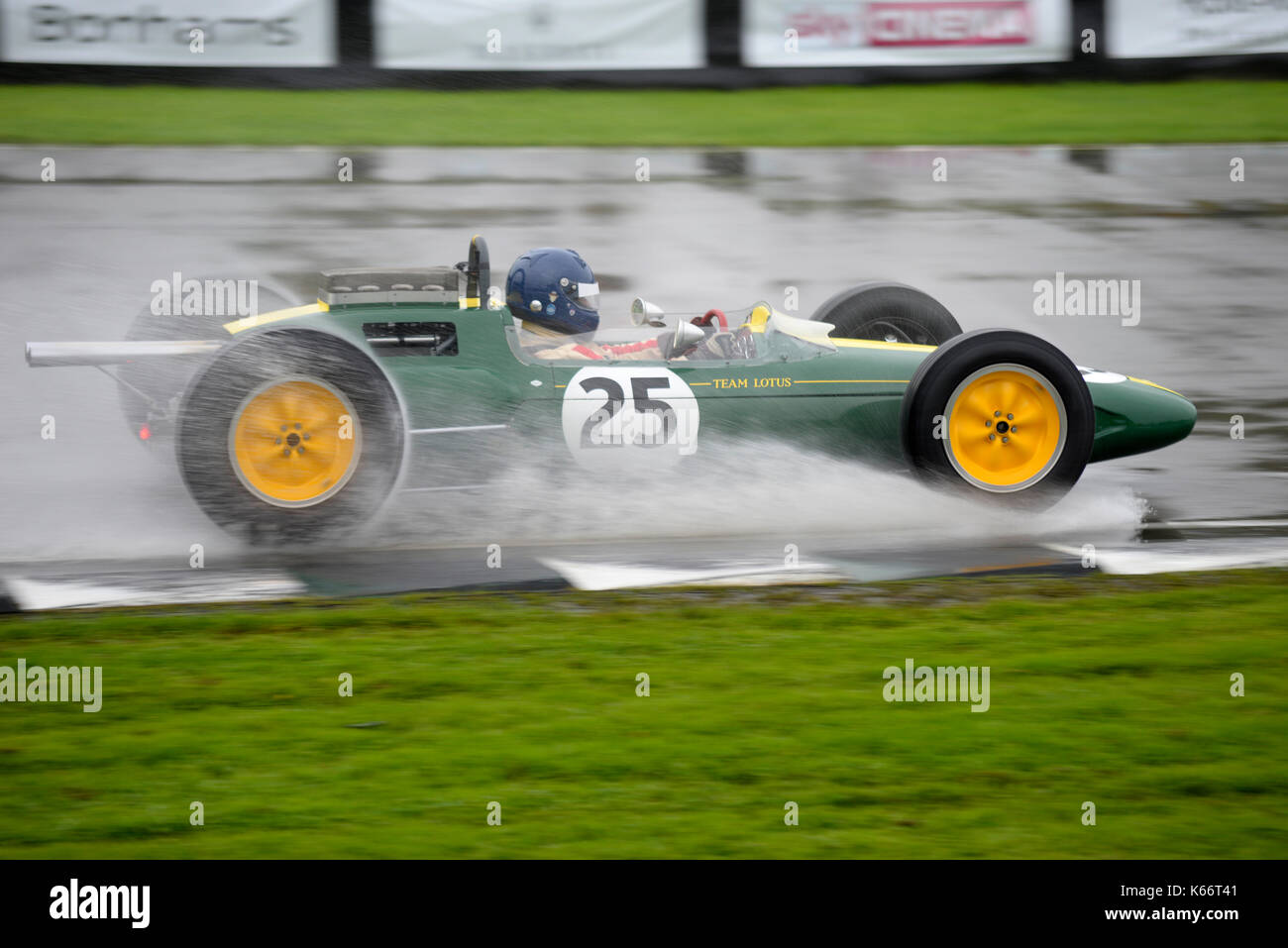 Lotus Climax 25 driven by Andy Middlehurst racing in the wet Glover ...