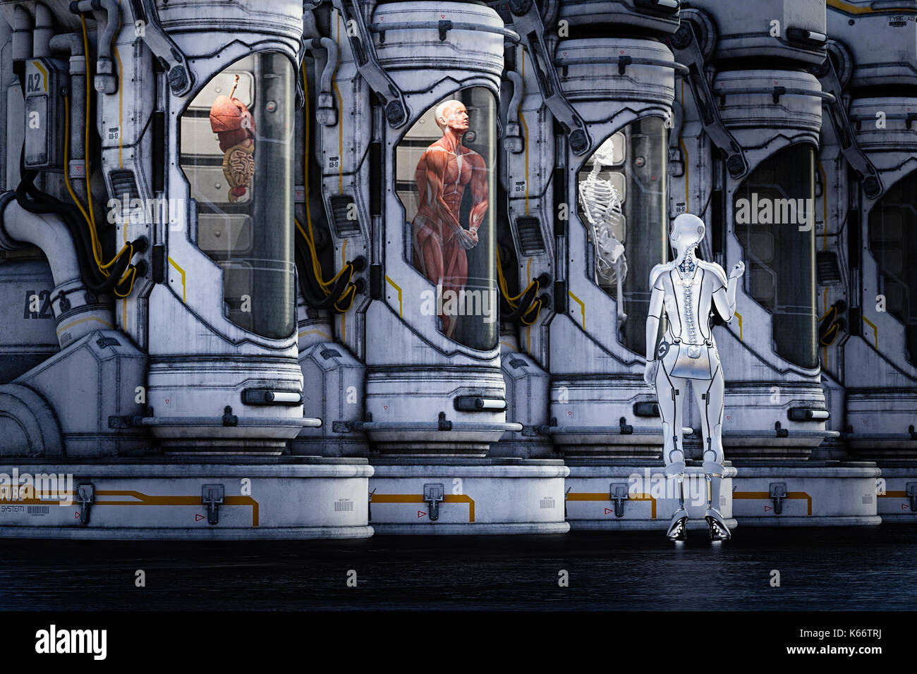 Cyborg Check Cyborg checking cryotubes Stock Photo - Alamy