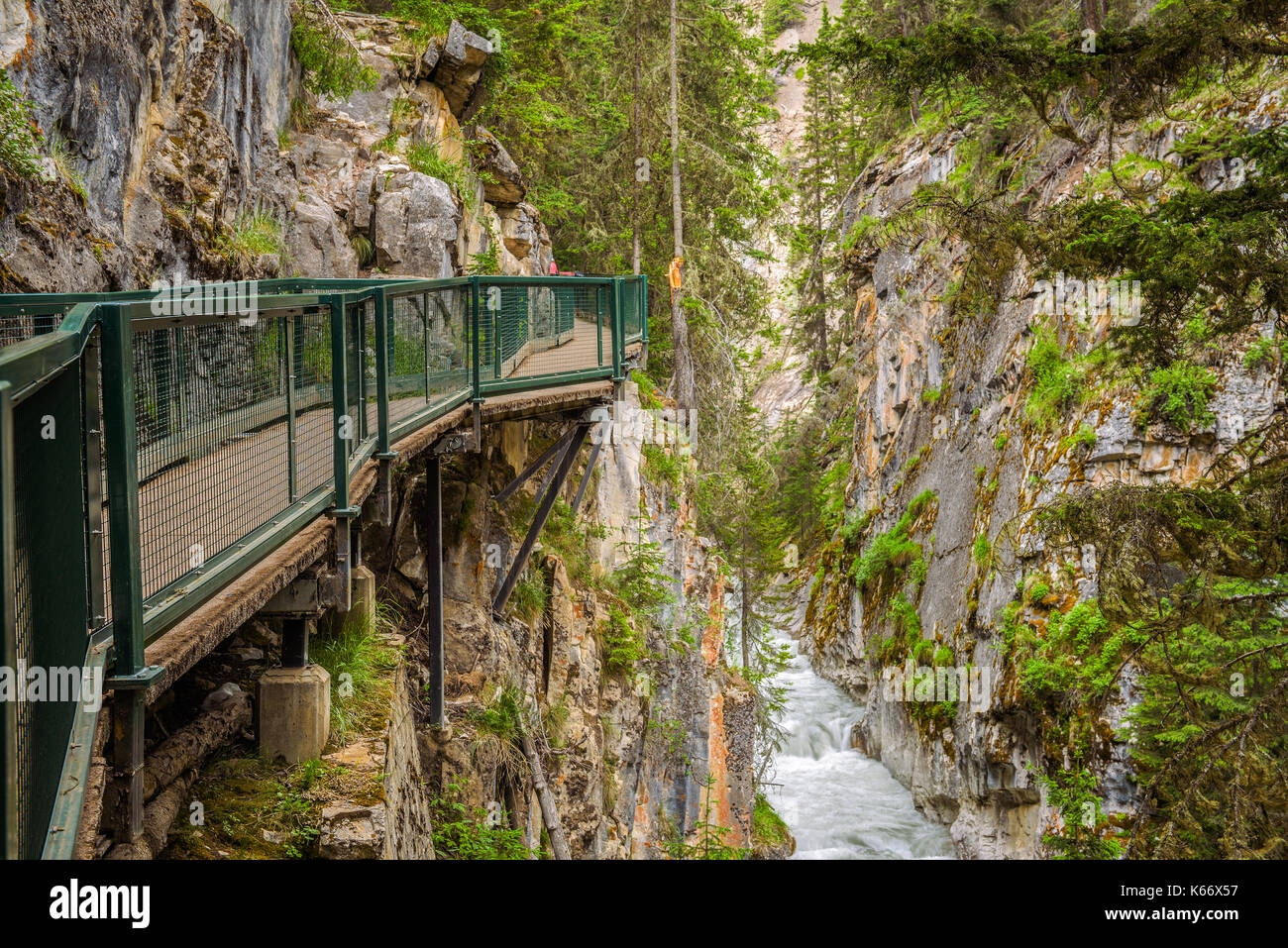 Walkway in Johnston Canyon, Bow Valley Parkway, Banff National Park, Canada Stock Photo