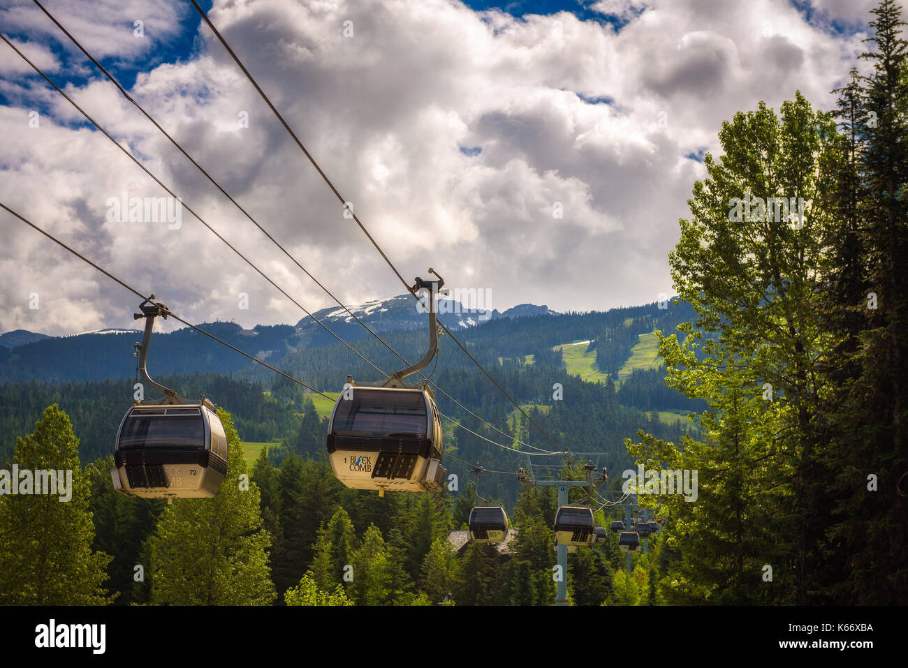 Cableway gondola in Whistler Village. Stock Photo