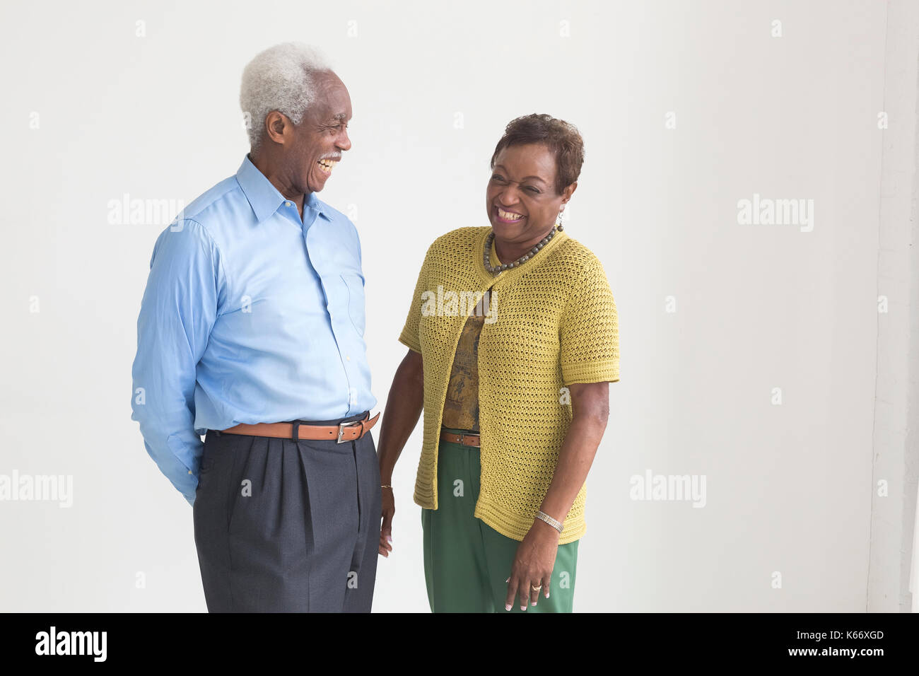 Portrait of older Black couple laughing Stock Photo