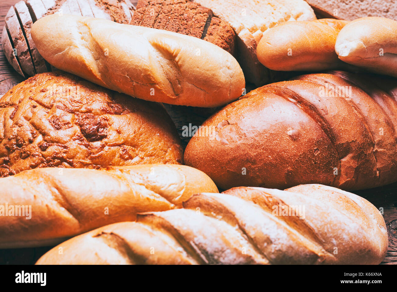 Pile of loaves of bread Stock Photo Alamy