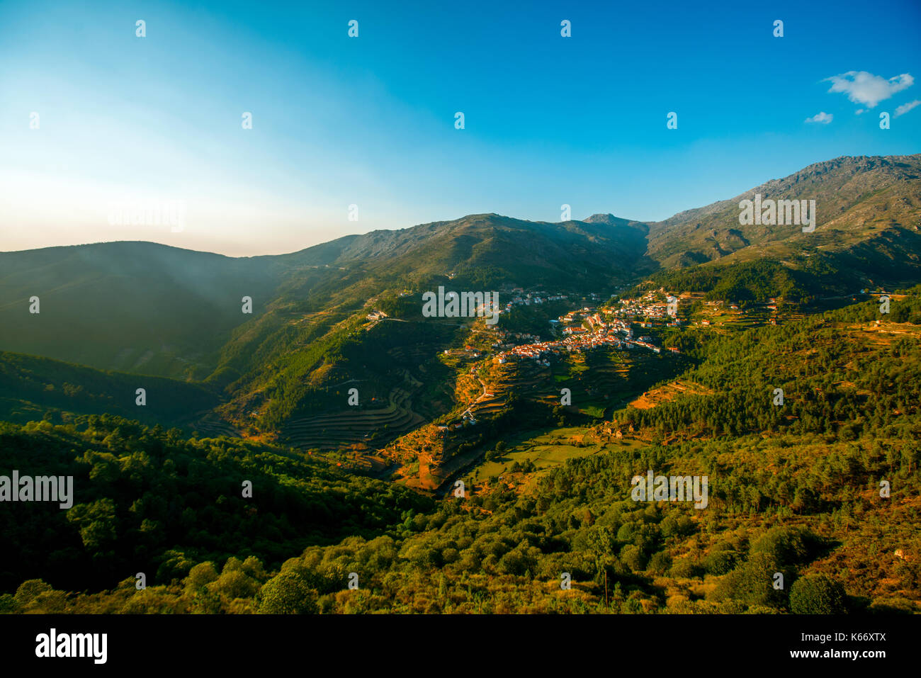 Fantastic view over the mountains surrounding Loriga Stock Photo