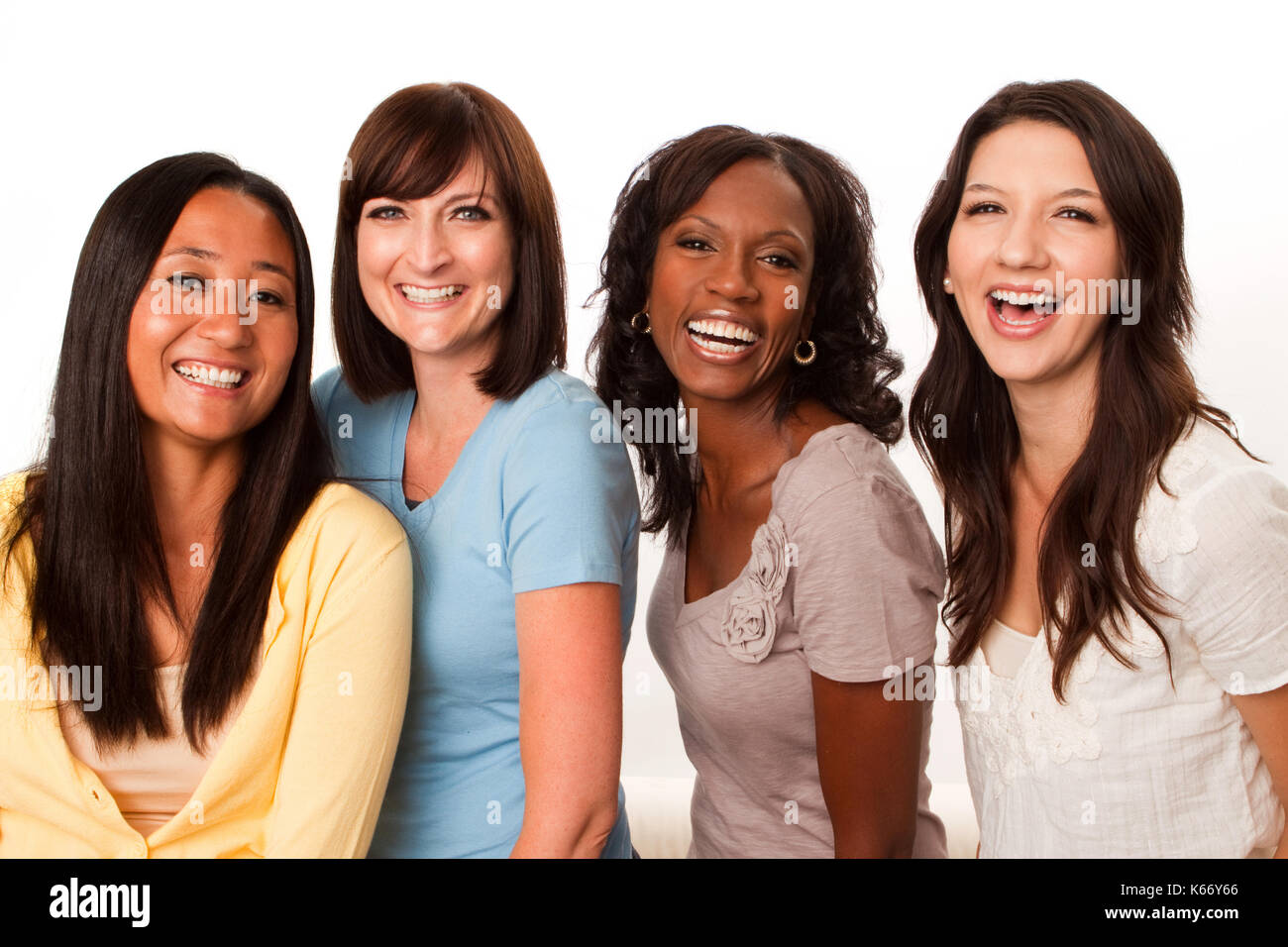 Diverse group of women talking and laughing. Stock Photo
