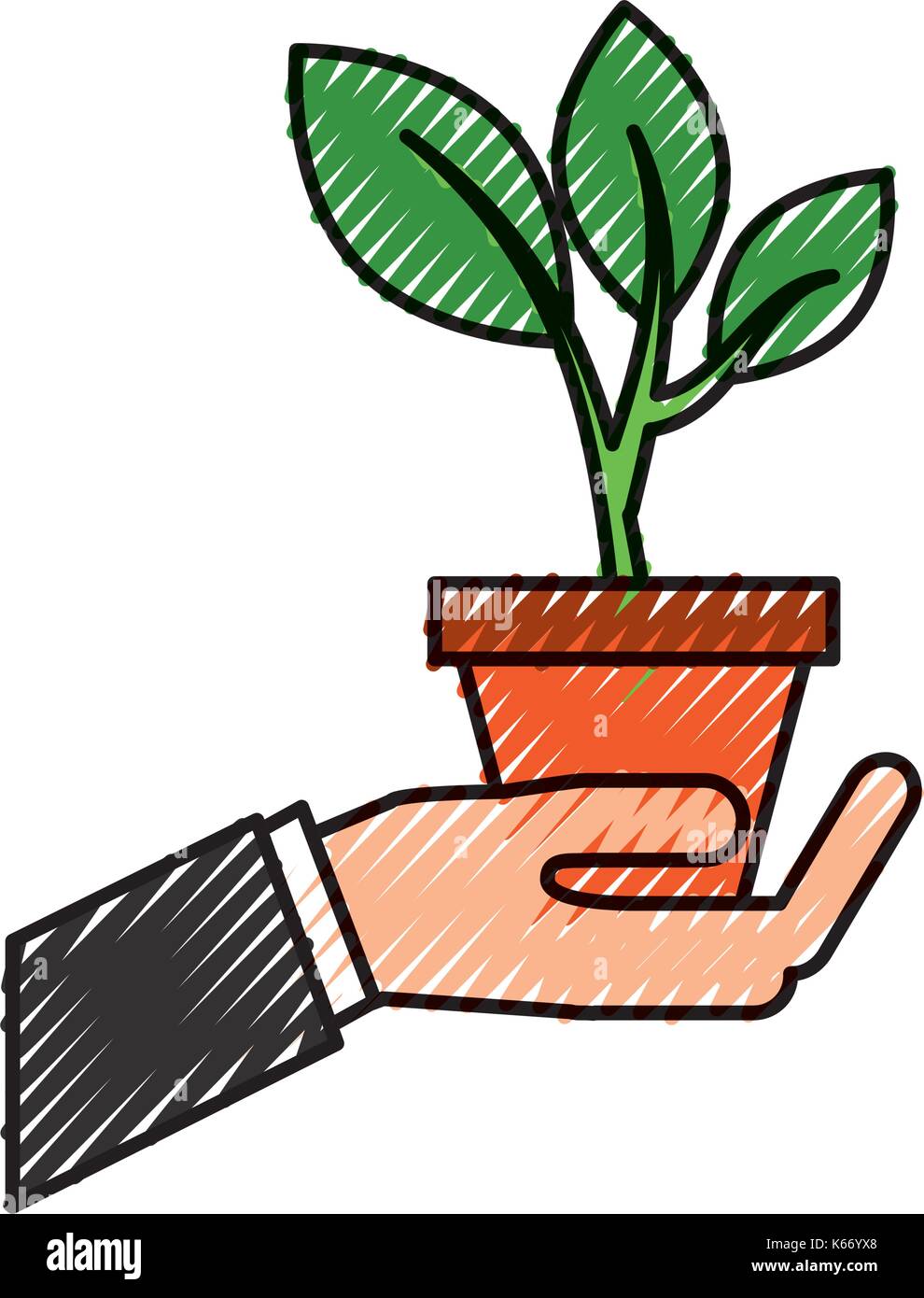 hand with pot plant growth business finance Stock Vector Image & Art