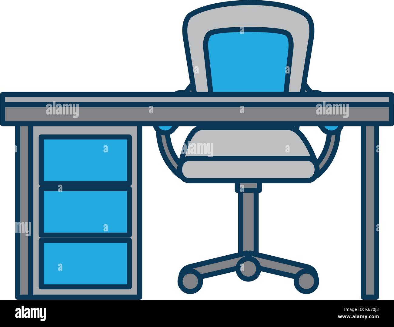wooden desk and armchair furniture work elements Stock Vector Image