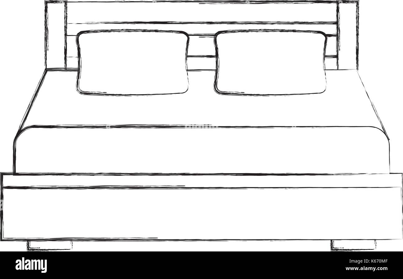 double bed and pillow with blanket bedroom furniture Stock Vector Image