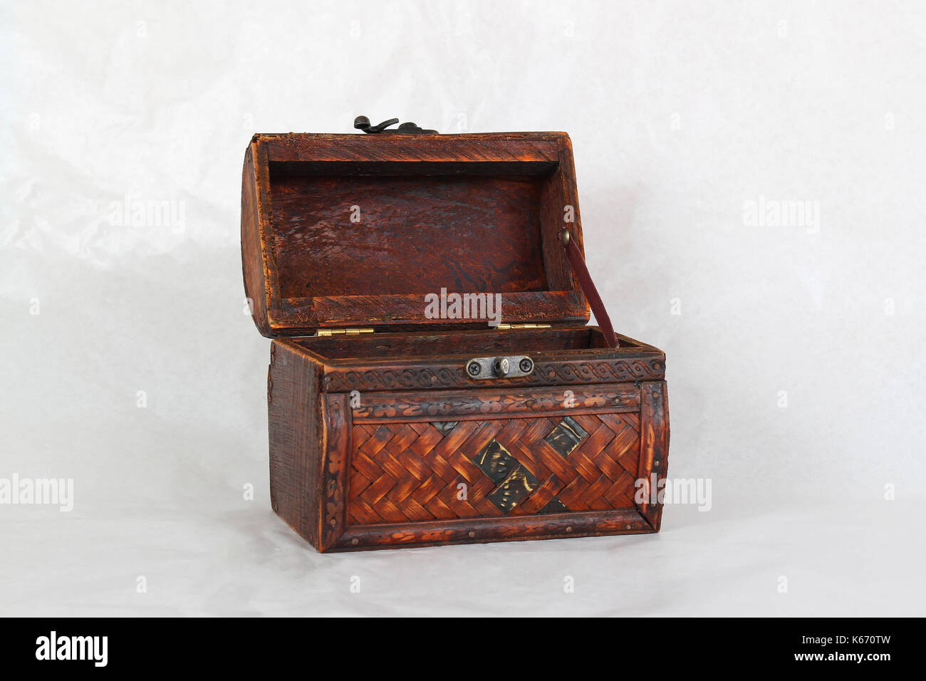 Antique wooden chest with open lid on white background Stock Photo - Alamy
