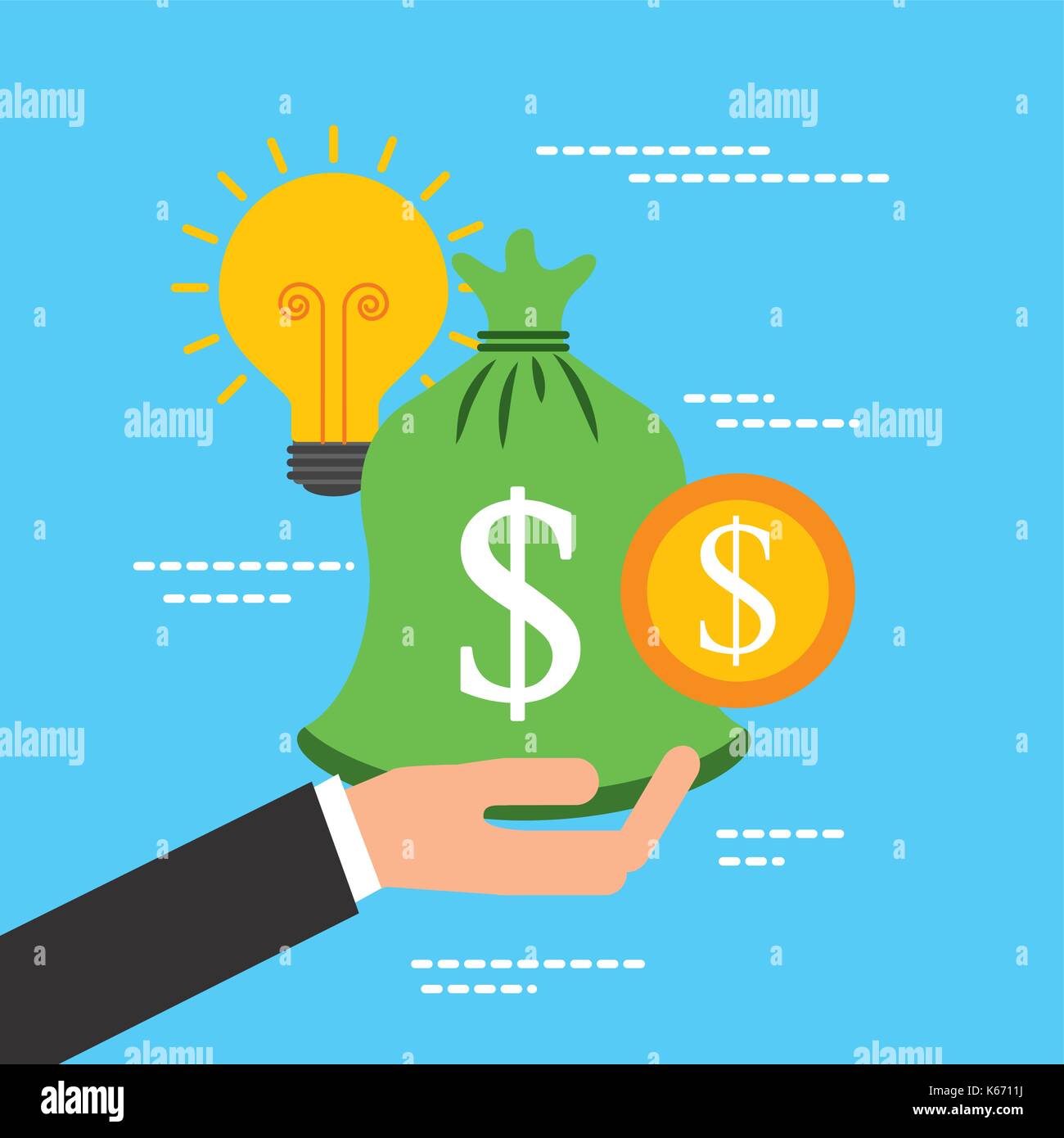 hand holding bag money coin idea support Stock Vector Image & Art Alamy