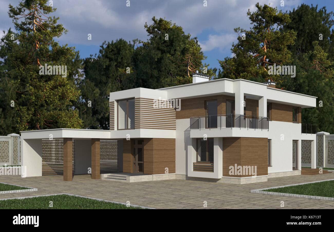 House Photorealistic Render 3D Illustration Stock Photo - Alamy
