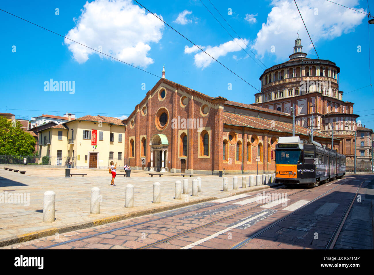 Church of Santa Maria delle Grazie in Milan, Italy. This church is famous for hosting Leonardo da Vinci masterpiece 'The Last Supper' Stock Photo