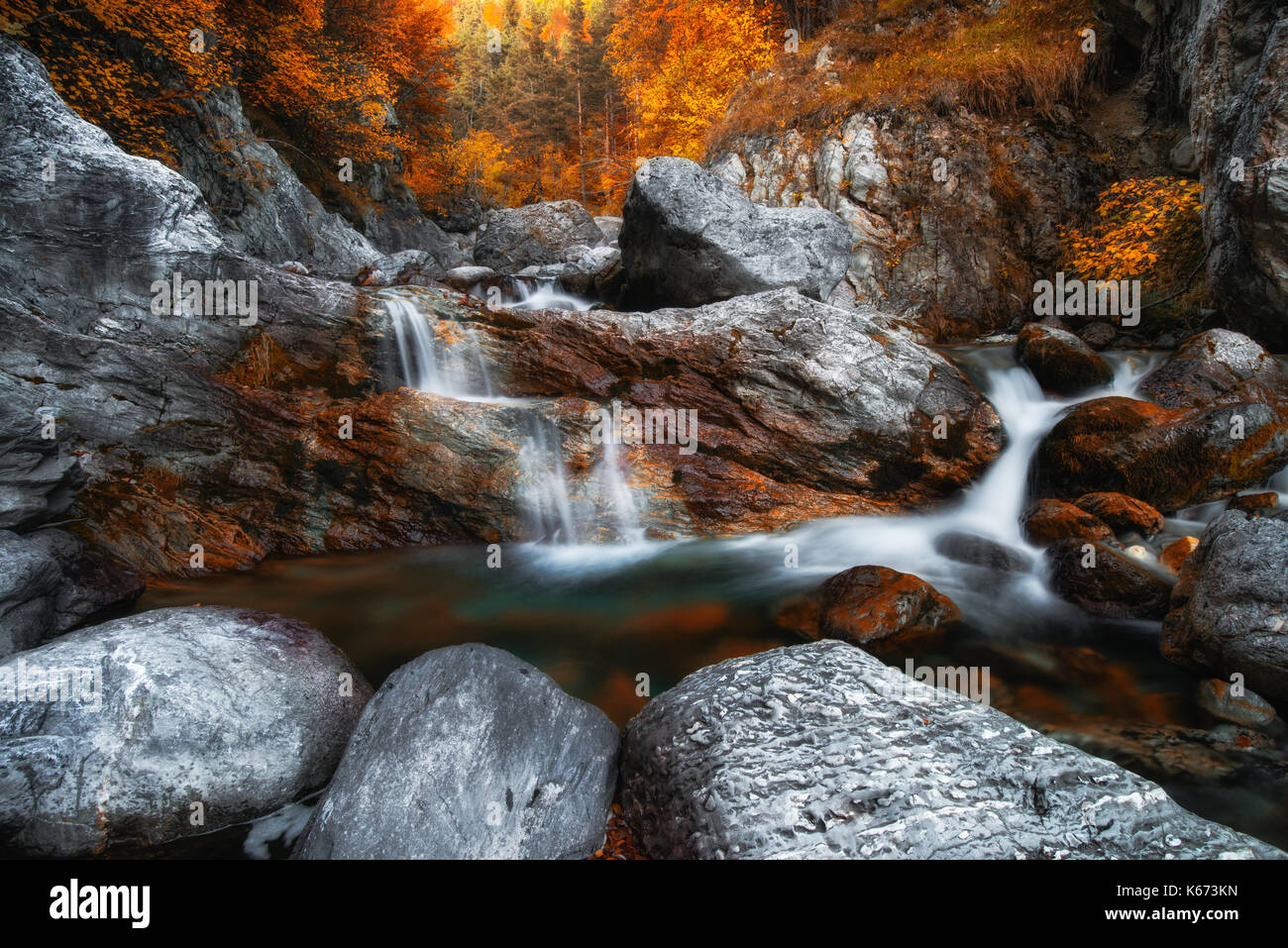 Italy Piedmont Alta Val tanaro Waterfall Stock Photo